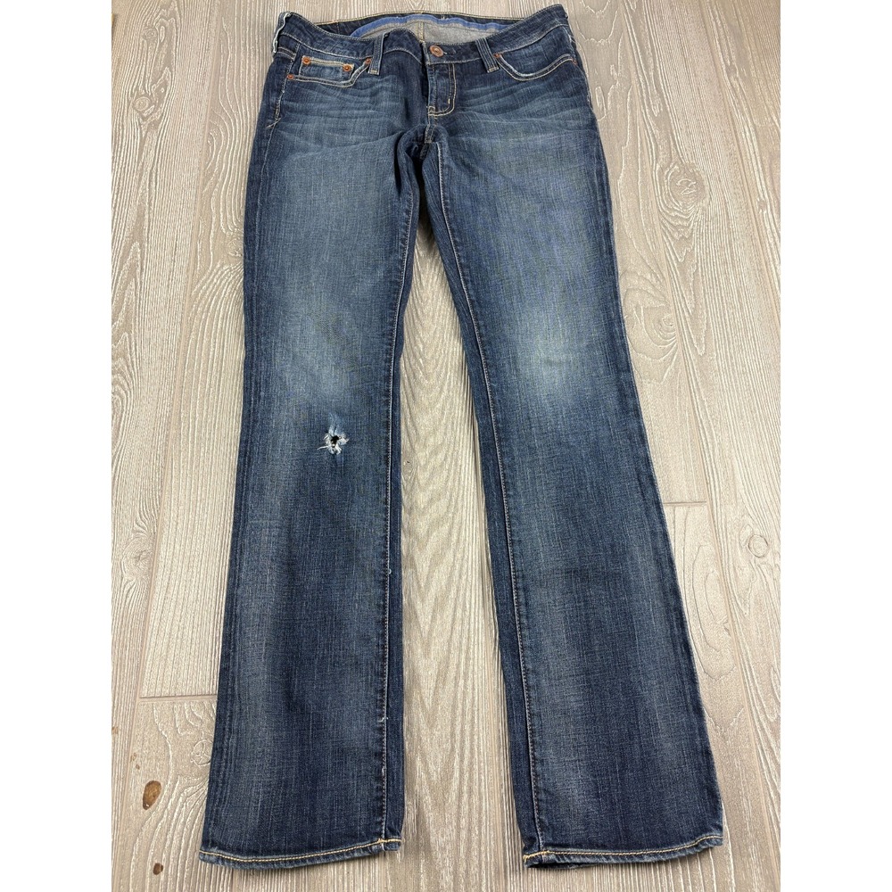 American Eagle Denim Blue Jeans Stretch Straight Leg Sz 8 Inseam 32 Womens